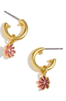 Madewell Daisy Drop Huggie Hoop Earrings in Burnished Rose at Nordstrom