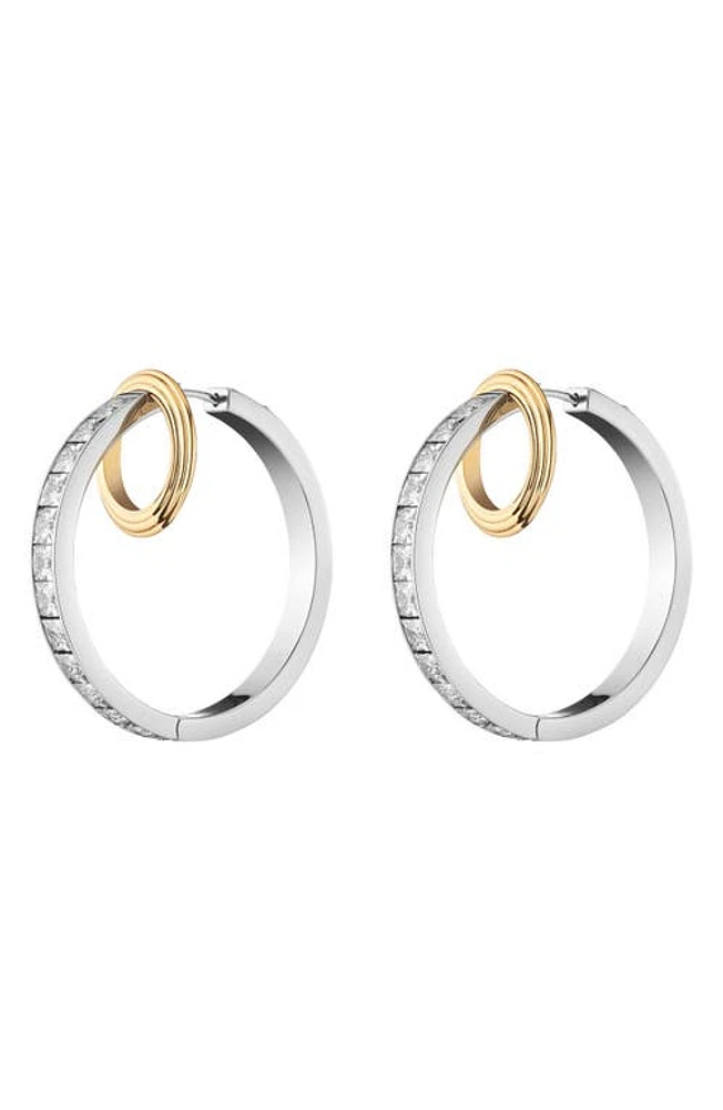 DEMARSON Isla Crystal Hoop Earrings in 12K Gold/Iridium/Crystal at Nordstrom