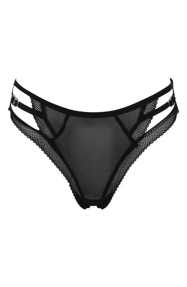 Love, Vera Cheekini Strappy Mesh Briefs Black at Nordstrom,