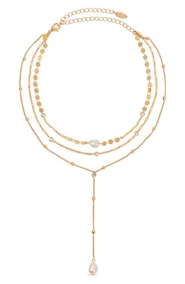 Ettika Forever Cultured Freshwater Pearl Layered Y-Necklace in Gold at Nordstrom