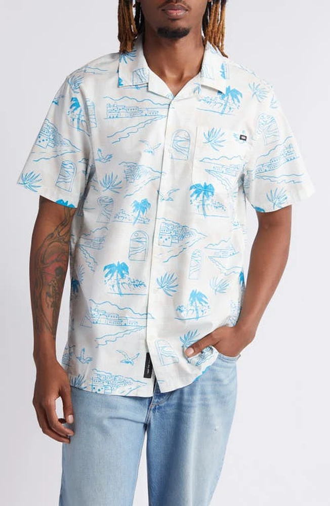 Vans Davista Tropical Print Cotton Camp Shirt Marshmallow at Nordstrom,