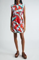 FARM Rio Summer Foliage Belted Knit Minidress Red at Nordstrom,