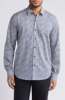 Liberty London Feather Fields Lasenby Floral Cotton Button-Up Shirt Navy at Nordstrom,