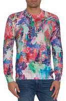 Robert Graham Night Gallery Print Cotton & Linen Crewneck Sweater Blue Multi at Nordstrom,