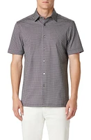 Bugatchi Milo OoohCotton Chain Link Print Short Sleeve Button-Up Shirt Black at Nordstrom,