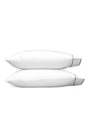 Matouk Set of 2 Ansonia 500 Thread Count Cotton Percale Pillowcases in White/Charcoal at Nordstrom