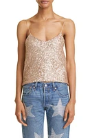 Collina Strada Meow Draped Back Sequin Top Rose Gold at Nordstrom,