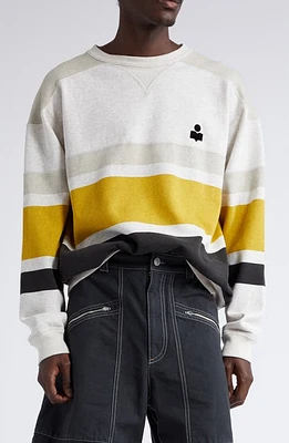 Isabel Marant Meyoan Oversize Stripe Crewneck Sweatshirt in Ecru/Yellow at Nordstrom, Size Large