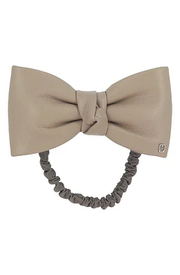 Alexandre de Paris Leather Bow Scrunchie in Beige at Nordstrom