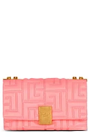 Balmain 1945 Soft Monogram Quilted Lambskin Leather Shoulder Bag in Pink at Nordstrom