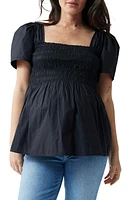 Ingrid & Isabel Smocked Poplin Maternity Top Black at Nordstrom,