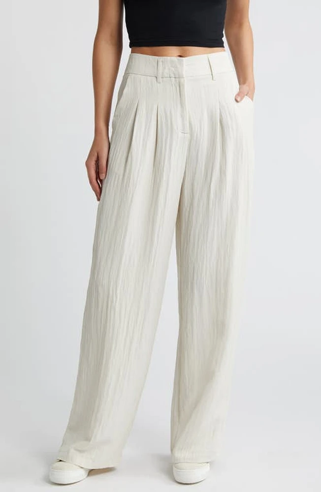 Noisy may Amanda High Waist Wide Leg Pants Pearled Ivory at Nordstrom,