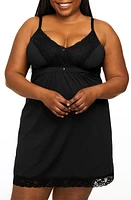 Montelle Intimates Prosthesis Lace Trim Chemise Black at Nordstrom,