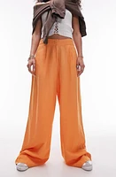 Topshop Super Wide Leg Linen Blend Pants Orange at Nordstrom, Us