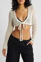 PacSun Beach Vibes Tie Front Cardigan White Sand at Nordstrom,