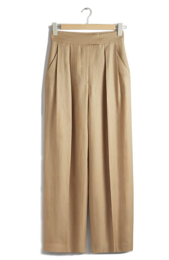 & Other Stories High Waist Wide Leg Pants Beige Medium Dusty at Nordstrom,