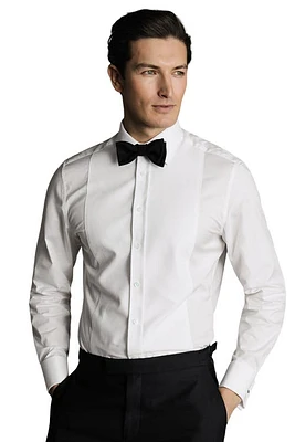 Charles Tyrwhitt Bib Front Evening Slim Fit Shirt Double Cuff White at Nordstrom, 