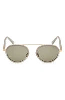 ZEGNA 51mm Round Sunglasses in Grey /Green at Nordstrom