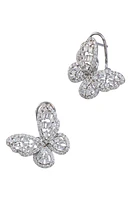 SAVVY CIE JEWELS Baguette Butterfly Stud Earrings in White at Nordstrom