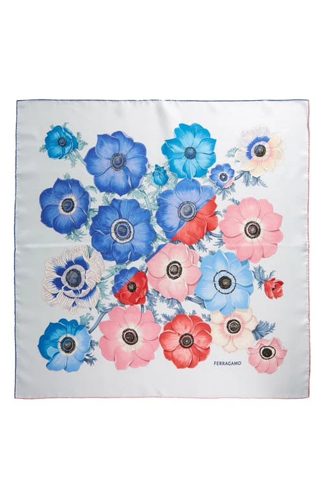 FERRAGAMO Anemone Flower Silk Scarf in Azur/Rose at Nordstrom