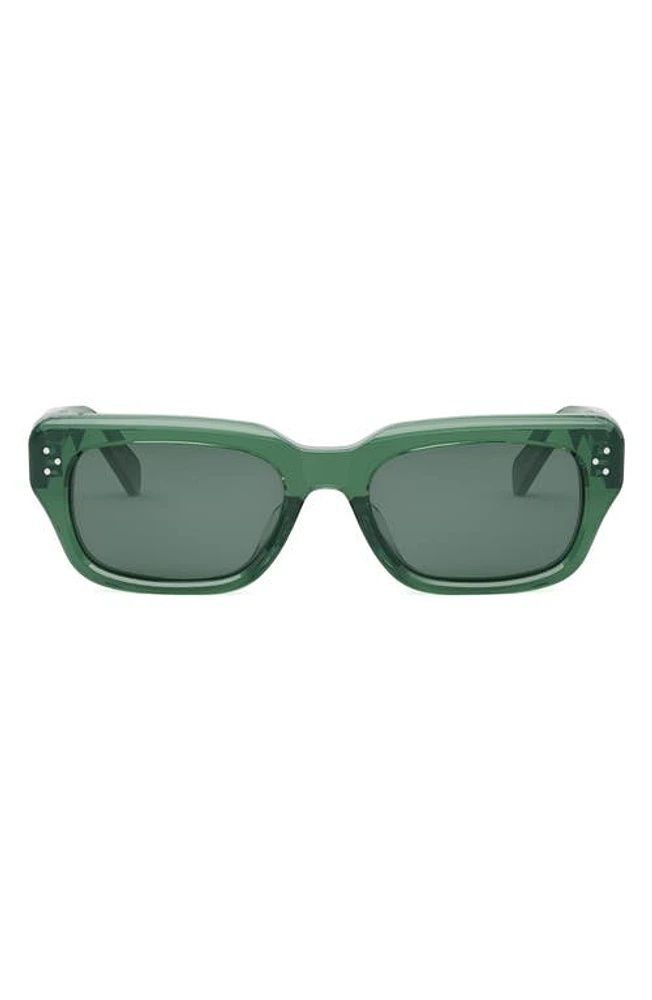 CELINE Bold 3 Dot Rectangular Sunglasses in Shiny Dark Green /Green at Nordstrom