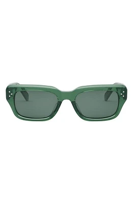 CELINE Bold 3 Dot Rectangular Sunglasses in Shiny Dark Green /Green at Nordstrom