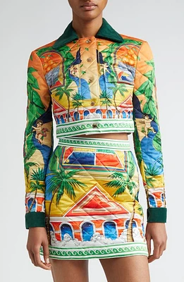 Casablanca Quilted Triomphe D'Orange Print Crop Jacket in Triomphe Dorange at Nordstrom, Size 0 Us