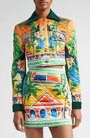 Casablanca Quilted Triomphe D'Orange Print Crop Jacket in Triomphe Dorange at Nordstrom, Size 0 Us