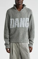 ERL Glitter Dangerous Open Neck Wool Blend Sweater Grey Melange at Nordstrom,