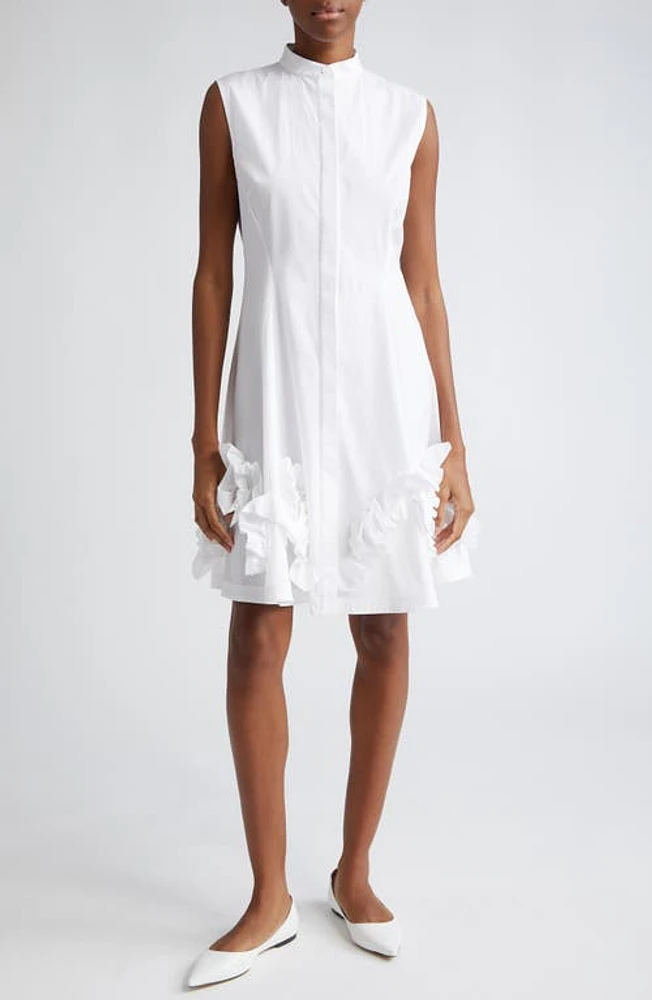 Lela Rose Natalie Ruffle Hem Sleeveless Dress Ivory at Nordstrom,