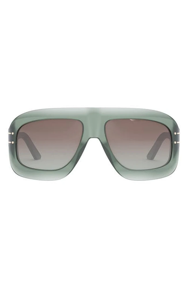 'DiorSignature M1U 58mm Rectangular Sunglasses in Light Green/Gradient Brown at Nordstrom