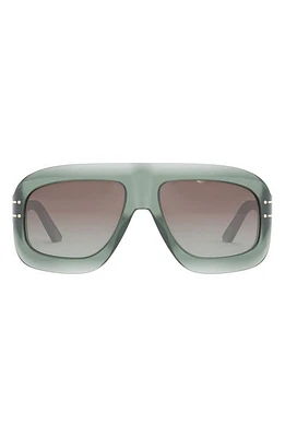 'DiorSignature M1U 58mm Rectangular Sunglasses in Light Green/Gradient Brown at Nordstrom