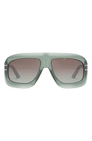 'DiorSignature M1U 58mm Rectangular Sunglasses in Light Green/Gradient Brown at Nordstrom