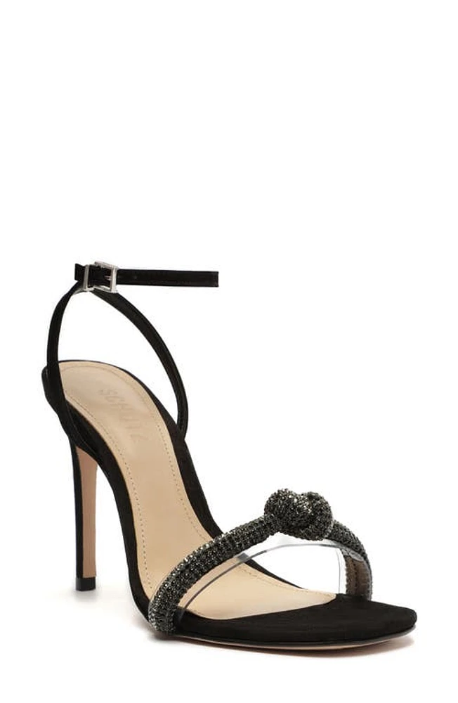 Schutz Peaky Embellished Sandal in Transparente/Black at Nordstrom, Size 10