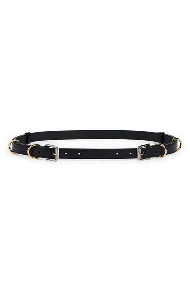 Givenchy Voyou Double Buckle Leather Belt Black at Nordstrom,