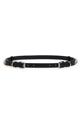 Givenchy Voyou Double Buckle Leather Belt Black at Nordstrom,