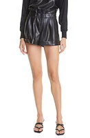 Alice + Olivia Reagan Faux Leather Paperbag Shorts in Black at Nordstrom, Size Large