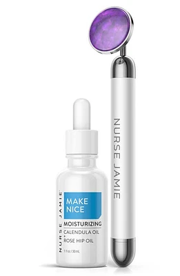 Nurse Jamie Good Vibrations Massaging Tool & Moisturizing Oil Set USD $170 Value in Purple/White/Silver/Blue at Nordstrom, Size 1 Oz