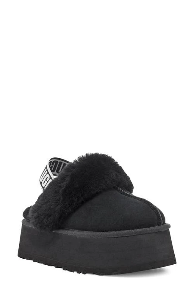 UGG(r) Funkette Genuine Shearling Slipper Black Suede at Nordstrom,