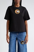 Area Crystal Eyelet Relaxed Fit T-Shirt in Black at Nordstrom, Size X-Small