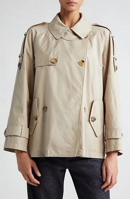 Max Mara Double Breasted Water Resistant Short Swing Trench Coat Beige at Nordstrom,