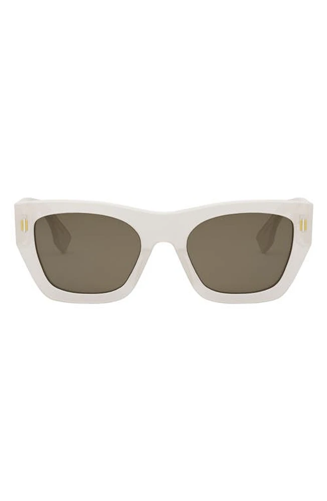 'Fendi Roma 63mm Rectangular Sunglasses in White /Brown at Nordstrom