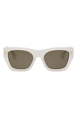 'Fendi Roma 63mm Rectangular Sunglasses in White /Brown at Nordstrom