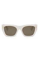 'Fendi Roma 63mm Rectangular Sunglasses in White /Brown at Nordstrom