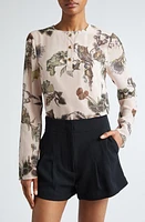 Jason Wu Collection Floral Satin Henley Rose Pink/Multi at Nordstrom,