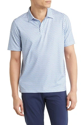 Johnston & Murphy XC4 Floral Medallion Performance Golf Polo White/Blue at Nordstrom,