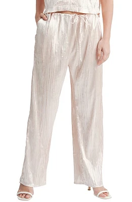 All Favor Plissé Wide Leg Satin Pants Blush at Nordstrom,