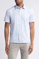 Bugatchi Milo OoohCotton Print Short Sleeve Button-Up Shirt Sky at Nordstrom,