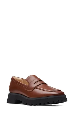 Clarks(r) Stayso Edge Platform Penny Loafer in Caramel Leather at Nordstrom, Size 9.5