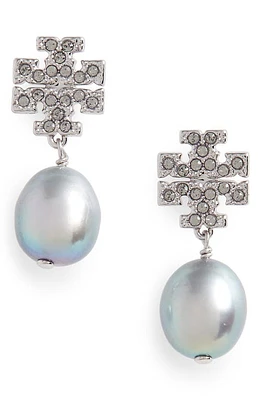 Tory Burch Kira Baroque Pearl Drop Earrings in Tory Silver /Pearl at Nordstrom